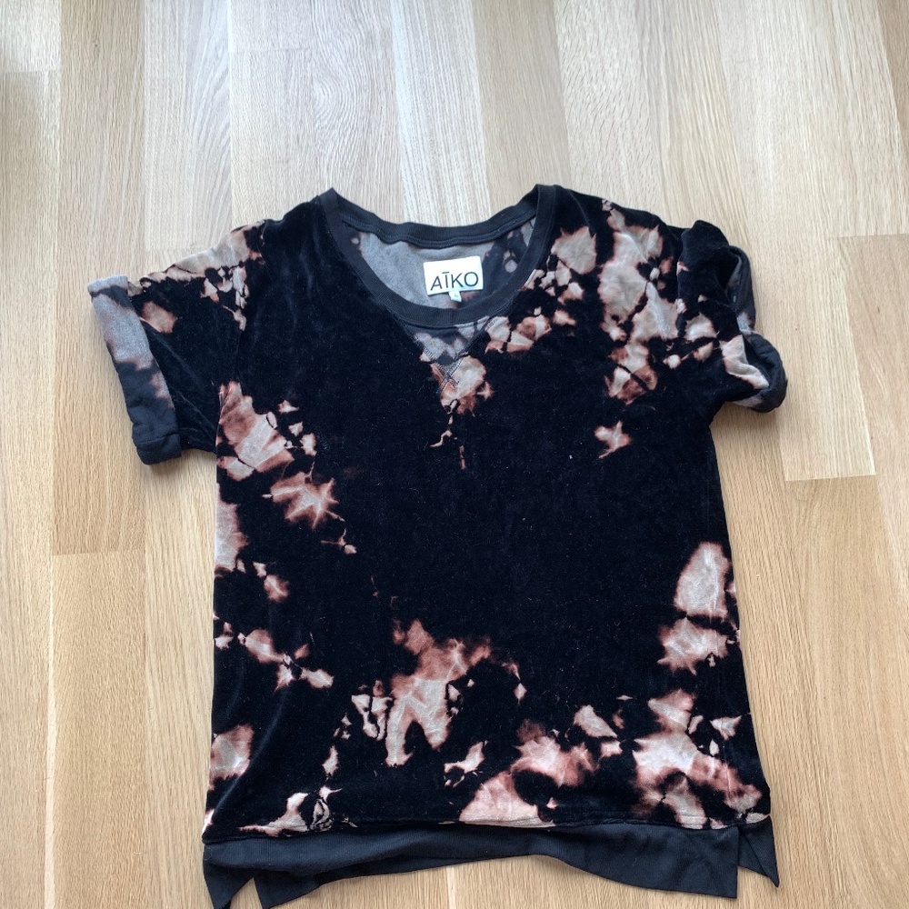 aiko aritzia acid wash velvet shirt dress